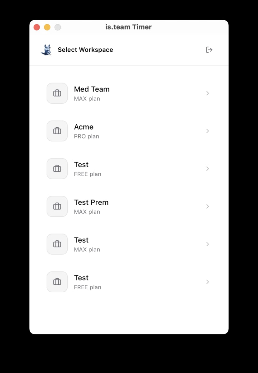 is.team Timer — Main screen