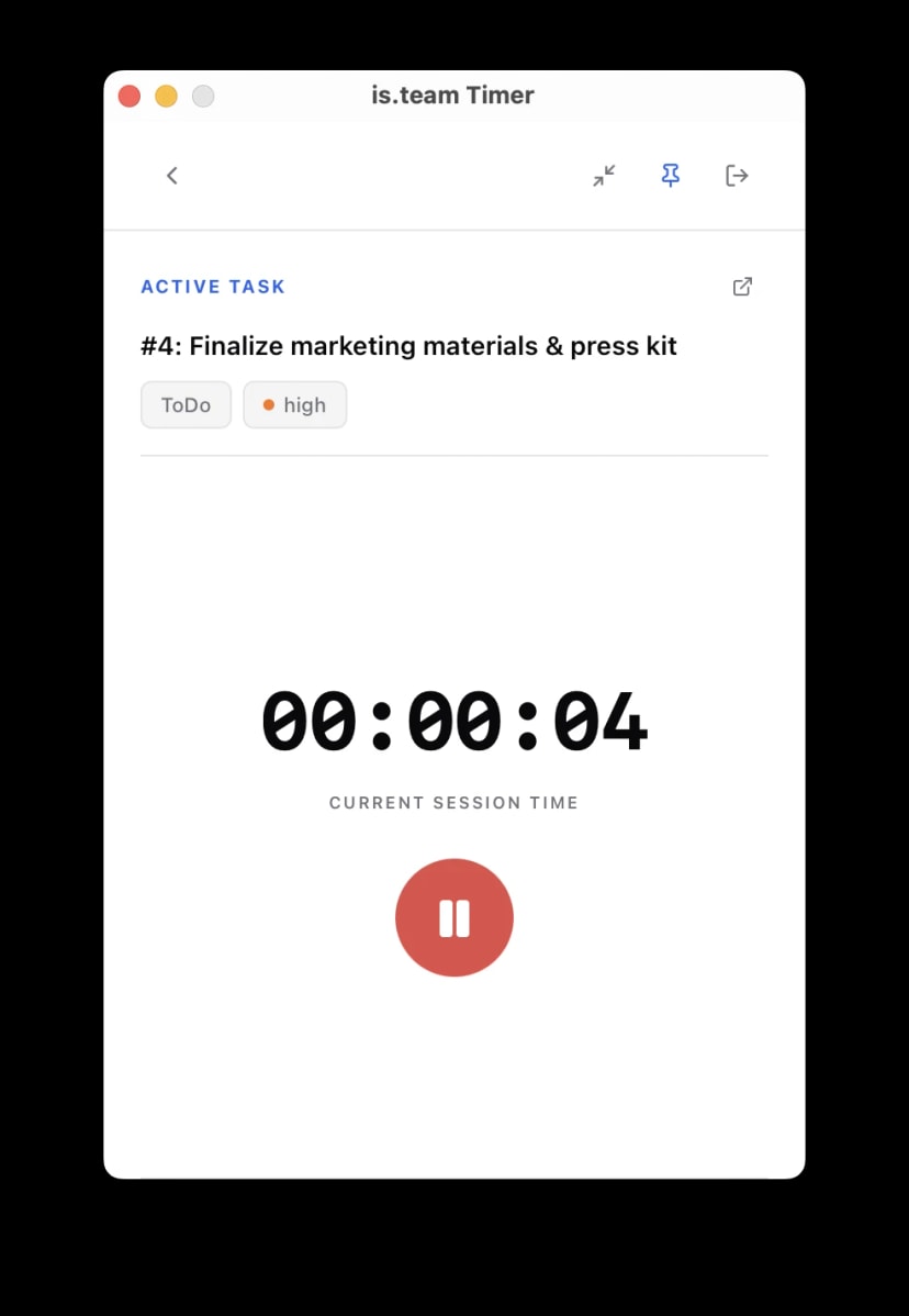 is.team Timer — Timer running