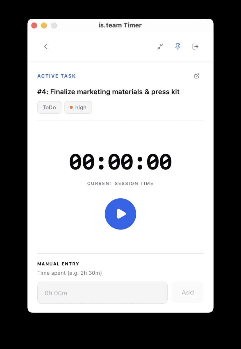is.team Timer — Timer view